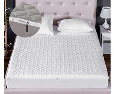 Liveinu Coprimaterasso con 360 Gradi Chiusura a Cerniera Fleece Trapuntato Complesso Proteggere Lenzuolo Proteggi Materasso Anallergico, Antiacari Copri Materassi Bianco 180x200cm