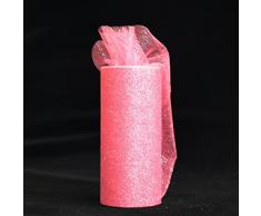 Stoffa in tulle con glitter in rotolo, larghezza 15 cm e lunghezza 22,9 m, per decorazione dark pink