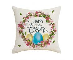 Chicmine Federa per cuscino con cerniera nascosta in lino antipolvere Happy Easter Bunny Throw federa per cuscino per decorazione della casa forniture per la casa