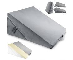 AviiatoR® Cuscino a cuneo pieghevole 7 in 1 in memory foam, supporto ortopedico per reflusso acido, GERD, riduce il mal di schiena, russare e problemi di respirazione, ideale per dormire, leggere,