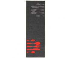 ABC Dinner Tappeto da Cucina, Nylon, Grigio/Arancione, 57 x 140 cm