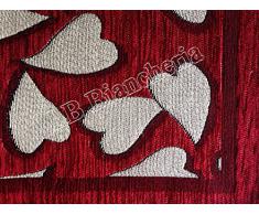 By Suardi - Tappeto arredo Passatoia Cucina "Cuori Sweet" Shabby Chic Moderno in ciniglia cm 55x280 Made in Italy, ROSSO