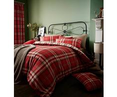 Catherine Lansfield - Set di biancheria da letto matrimoniale Copripiumino e 2 federe, Rosso