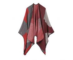 Zylione Elegante coperta morbida inverno elegante sciarpa solida sciarpe cashmere caldo donna sciarpa avvolgente sciarpa a punto croce modelli salviette, Vino, Taglia unica