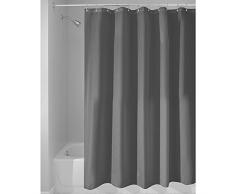 InterDesign Tenda doccia in tessuto, Tende per doccia in poliestere con orlo rinforzato, Tenda bagno lavabile con dimensioni di 183,0 cm x 183,0 cm, grigio scuro