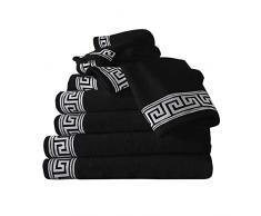 GC GAVENO CAVAILIA Set di asciugamani da 500 g/m², 8 pezzi, 2 asciugamani + 2 asciugamani da bagno + 4 asciugamani per il viso, set di asciugamani in cotone egiziano | nero