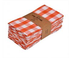 Urban Villa Tovaglioli per la Cena Tutti i Giorni qualità Premium 100% Cotone Set di 12 tovaglioli di Stoffa Taglia Grande 20x20 Pollici Aqua/White Set di 12 Arancione/Bianco