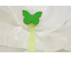 SET 4 CALAMITE PER TENDE - REGGITENDA FERMATENDA SHABBY COUNTRY CHIC - N. 4 PEZZI (2 COPPIE) - Verde - Farfalle