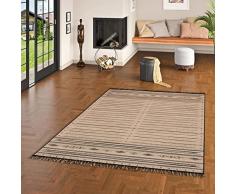 Pergamon Origin - Tappeto Naturale di Juta - Stile Etno - Linee Beige Nero - 5 Dimensioni