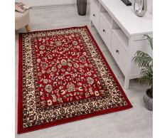 Tappeto classico Orient, colori: rosso, beige, grigio, nero, trama fitta con ornamento e motivi floreali, colore: R2430, dimensioni: 80 x 150 cm