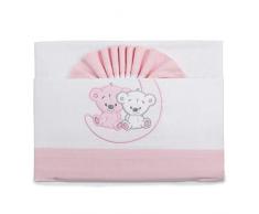Pekitas - Set di lenzuola di flanella, per neonati, 3 pezzi, per lettino da 60 x 120 cm, 100% cotone, prodotte in Portogallo Cuna rosa-bianco,culla 60 x 120
