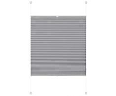 Deco Company Tenda plissettata fissabile, opaca, tutte le parti di montaggio incluse, EASYFIX plissè rinforzato con due supporti di controllo, Grigio, 75 x 130 cm (LxH)