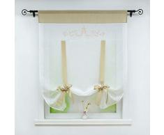 Joyswahl - Tenda a pacchetto in voile con coulisse, trasparente, stile country Leni, 1 pezzo, Poliestere, sabbia, BxH 80x100cm