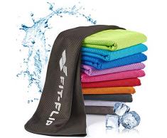 Fit-Flip Asciugamano rinfrescante 100x30cm, Asciugamano rinfrescante in Microfibra per Lo Sport Asciugamano Fresco, Airflip Cooling Towel, Asciugamano in Microfibra – Colore: Nero, Misura: 100x30cm