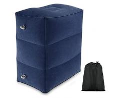 HINATAA - Cuscino poggiapiedi gonfiabile da viaggio, multifunzione, regolabile in altezza, cuscino da viaggio, portatile a 3 strati, e per riposare le gambe, per treni, autobus, auto (Blu)