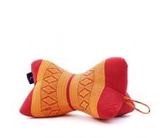LEEWADEE cuscino tailandese per il collo: poggiatesta con la particolare forma di osso, cuscino da lettura in kapok naturale, 17 x 30 x 17 cm, arancione rosso