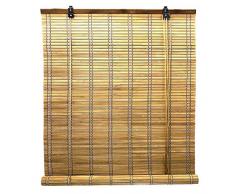 Solagua Tenda a Rullo in bambù, Tenda di bambù Pieghevole, Tapparella di bambù Avvolgibile per Porte e Finestre, largh. x lungh.= (60 x 135 cm, Marrone)