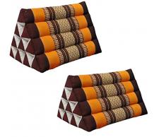 Wilai GmbH Set di 2 Cuscini Triangolo Thai, guanciale, Fabbricato in Thailandia, Marrone/Arancione (2x81100)