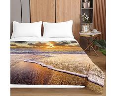 Trapuntino Copriletto Trapuntato Primaverile Estivo, Chickwin 3D Mare Stampa Trapuntato Goffrato Trapunta Coperta Leggera per Matrimoniale Singolo (Alba,230x280cm)