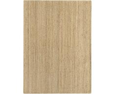 HAMID - Tappeto in Juta Granada 100% Fibra di Iuta Naturale, Tappeto Morbido e ad Alta Resistenza, Tessuto a Mano, Soggiorno, Camera da Letto, Tappeto Corridoio, Naturale (290x200cm)