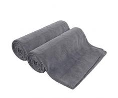 SUNLAND Asciugamano Palestra,Asciugamani Fitness Sportivi per Palestra Asciugamano in microfibra,Asciugatura rapida,Leggero, Assorbente,Grande Asciugamano da Viaggio,2 pezzi,61 x 121 cm (Grigio)