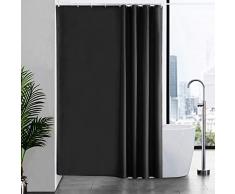 Tende Doccia Anti-Muffa Tessuto in Poliestere, Grande Tende Doccia Impermeabile &Lavabile,Tenda Vasca da Bagno con 12 Ganci Tenda doccia Nero-180x210cm.