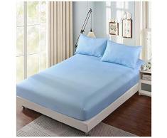 YOUCAI Lenzuolo con Angoli Proteggi Materasso Copri Materassi Vari Colori E Taglie Letto Singolo,Matrimoniale Coprimaterasso Antipolvere Azzurro Federa x2