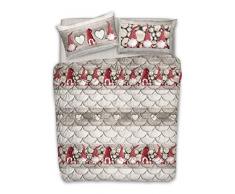 HomeLife Trapunta Singola Invernale 170X280 Made in Italy | Piumone Letto Singolo 300 gr/mq Autunno/Inverno | Piumone Imbottito Anallergico | Piumino Stampa con Gnomi | Rosso, 1P