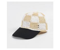 KEYOZA Cappello da Baseball a scacchiere Fatto allUncinetto da Donna Cappello da Baseball Fashion Plaid Sun Hat Summer Sun Protection Sun Hat (Color : White)