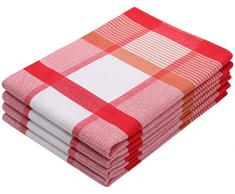 ZOLLNER 4 Strofinacci a Quadri Rossi, 50x70 cm, 100% Cotone, in Altri Colori
