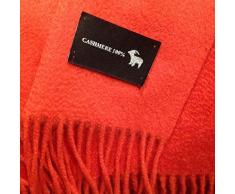 Cofinex 7452-Plaid in cashmere, 125 x 130 cm, colore: rosso fuoco