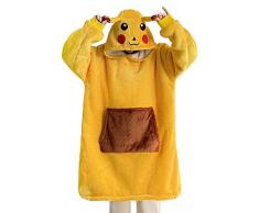 Coperta con Cappuccio Panda Felpone con Maniche Oversize Unisex Plaid con Tasca Felpa Indossabile per Divano TV Casa (Giallo, Taglia M per 150 e 170 cm)