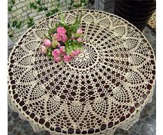 Tovaglia rotonda fatta a mano all'uncinetto, tovaglietta, centrotavola, copridivano per arredamento, matrimoni, decorazioni (HZQ-06-C, 70 cm rotonda) 80cm Diameter