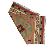 Handicraft Bazarr - Tappetino da pavimento, stile vintage, rustico, fatto a mano, in juta, per yoga, tappetino da tavola in juta, reversibile, dimensioni: 3 x 15 cm