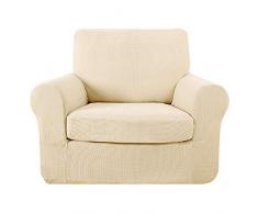 Deconovo Copridivano 1 Posto in Elastico Fodera Protettiva per Poltrone da 80cm a 120cm Beige