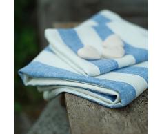Linenme 100 x 134 cm asciugamano da bagno in lino Philippe, blu