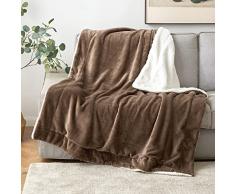 MIULEE 1 Pezzo Coperta Divano Lana dAgnello Morbido Moderno Durevole Decorativo Divano Letto Lavabile Divano Doppio 125X150 CM Marrone