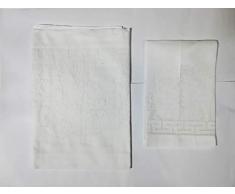 Coppia Asciugamano + ospite di Puro Lino Ricamato con Orlo a Giorno alla Punta