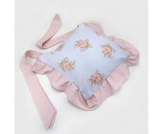 AT17 Cuscino per sedia con Volant Shabby Chic Colore Celeste/Rosa Cipria 40x40