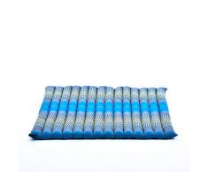 Leewadee tappetino da meditazione Zabuton: cuscino da pavimento quadrato, seduta per yoga thailandese in kapok naturale, 70 x 70 cm, azzurro