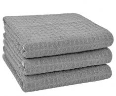 SINLAND 380gsm Spessi Microfibra Waffle Weave Strofinacci Cucina Essiccazione Panno di Pulizia 40x60cm Confezione da 3 Grigio