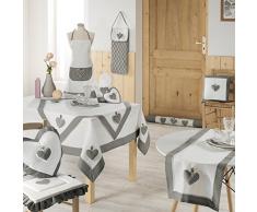 Charme et Douceur Runner da tavola Fanny in poliestere, 40 x 140 cm, colore: grigio/bianco