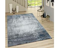 Paco Home Tappeto a Pelo Corto Motivo Orientale Moderno Grigio Blu, Dimensione:155x230 cm