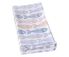 JULES CLARYSSE-Set di 4 strofinacci da cucina Fishmix 50 x 70 cm, colore: blu