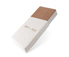 BestCare Materasso per bambini Prima in fibre vegetali | 60x120x10cm | schiuma naturale | lavabile aloe vera copri | nessun odore chimico, nessun lattice | per neonati | Standard 100 OEKO-TEX