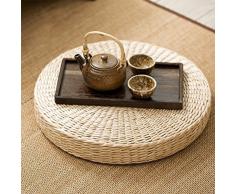 Morbuy Cuscino Seduta in Paglia da Terra Rotondo Tatami, 40 * 6cm Naturale Intrecciato Handcrafted Pavimento Pouf Seduta Meditazione Tappetino Interno ed Decorazione Domestica
