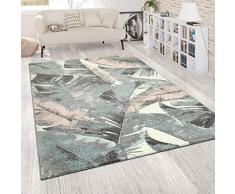 Moderno Tappeto a Pelo Corto per Soggiorno Colori Pastello Floreale Design con Palme Verde, Dimensione:200x280 cm