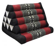 Wilai GmbH Cuscino Triangolo Thai, esteso Un Cuscino Piatto, Pieghevole, Fabbricato in Thailandia, Nero/Rosso con Elefanti (81601)