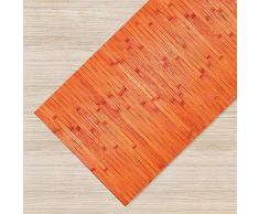 Il Gruppone Passione Casa Tappeto Passatoia In Vero Bamboo Tappeto Cucina Ingresso In Legno Antiscivolo Aderente Lavabile E Antimacchia Tagliabile - Arancione - 50x100 cm