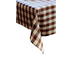 TextilDepot24 Biancheria da tavola con 2 cm a quadri in cotone, colore marrone-bianco (130 x 220)